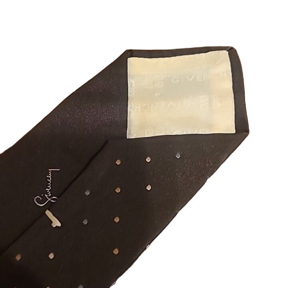 Givenchy Monsieur Tie Silk Blend Brown Polka Dot Casual Formal Classic Logo - Picture 12 of 13